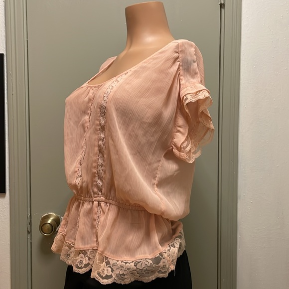 Princess Vera Wang Sheer Lace Peplum Blouse Size Medium EUC - Picture 4 of 10
